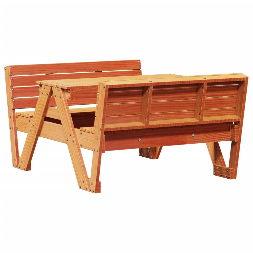 Table de pique-nique pour enfants cire marron bois massif pin