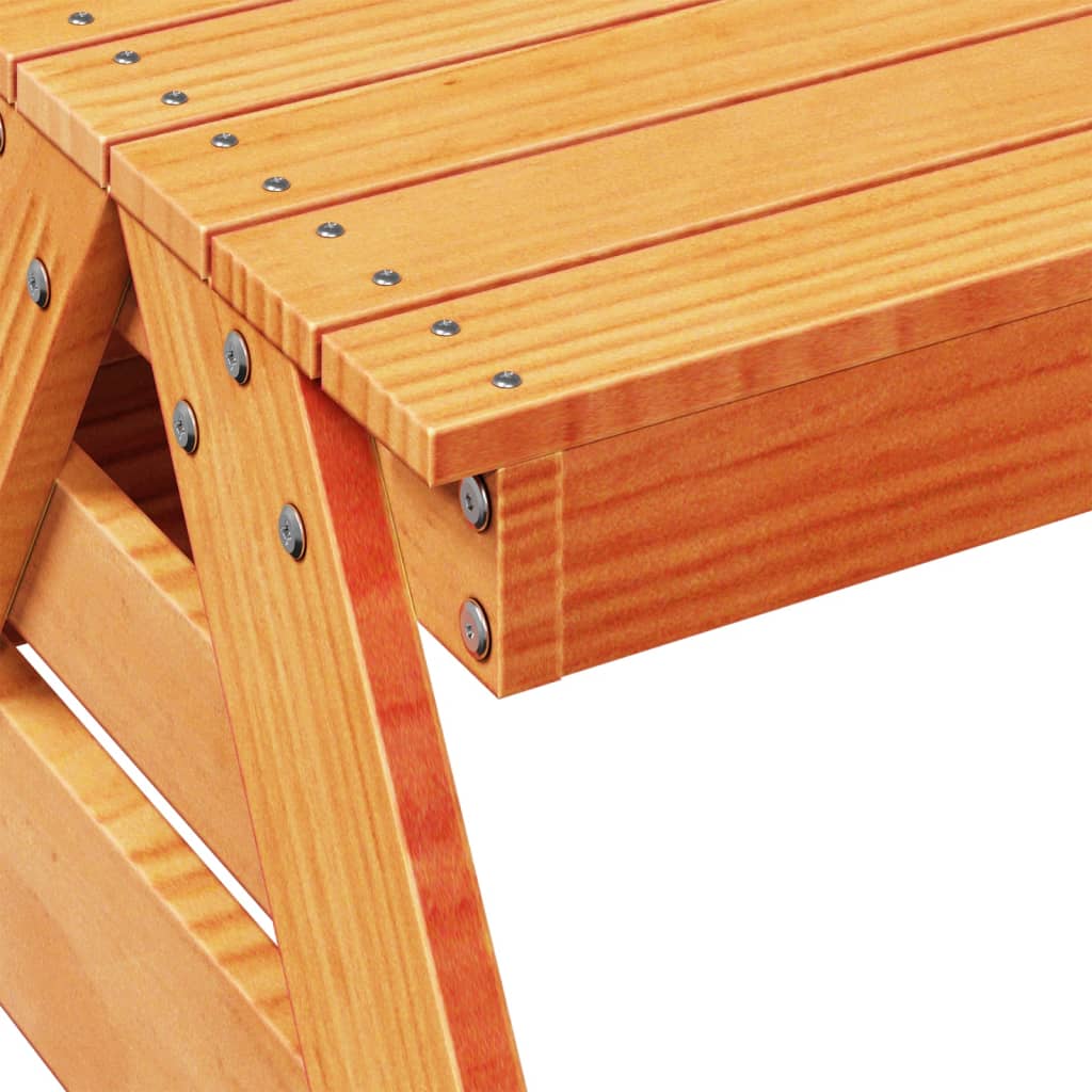 Table de pique-nique pour enfants cire marron bois massif pin