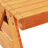 Table de pique-nique pour enfants cire marron bois massif pin