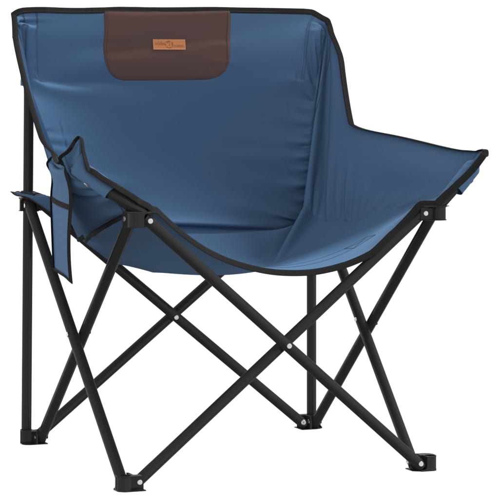 Chaise de camping avec poche pliable lot de 2 bleu