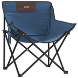 Chaise de camping avec poche pliable lot de 2 bleu