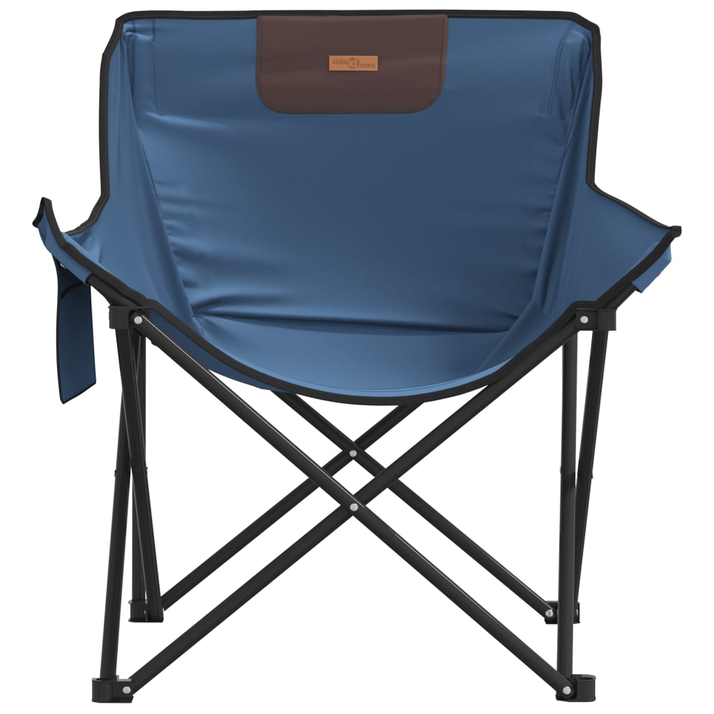 Chaise de camping avec poche pliable lot de 2 bleu