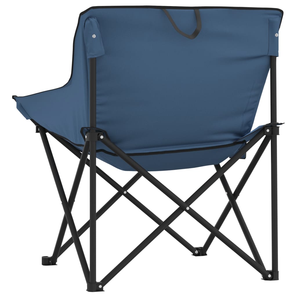 Chaise de camping avec poche pliable lot de 2 bleu