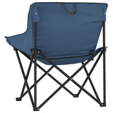 Chaise de camping avec poche pliable lot de 2 bleu