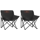 Chaise de camping avec poche pliable lot de 2 noir