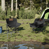 Chaise de camping avec poche pliable lot de 2 noir