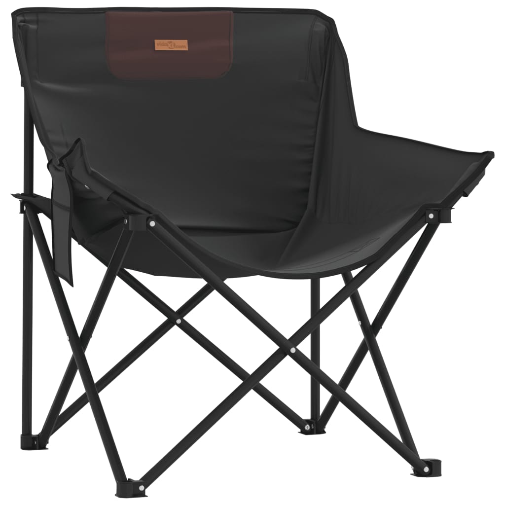 Chaise de camping avec poche pliable lot de 2 noir