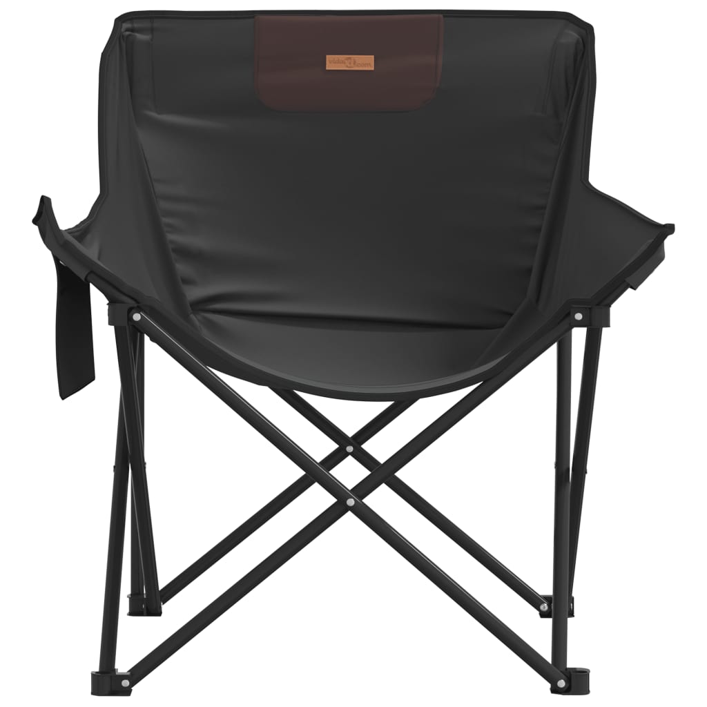 Chaise de camping avec poche pliable lot de 2 noir