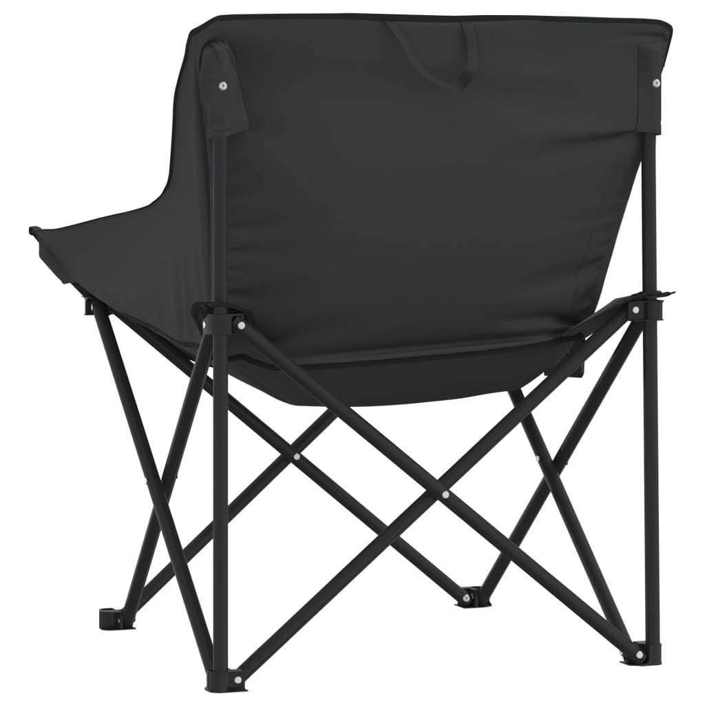 Chaise de camping avec poche pliable lot de 2 noir