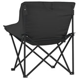 Chaise de camping avec poche pliable lot de 2 noir