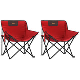 Chaise de camping avec poche pliable lot de 2 rouge