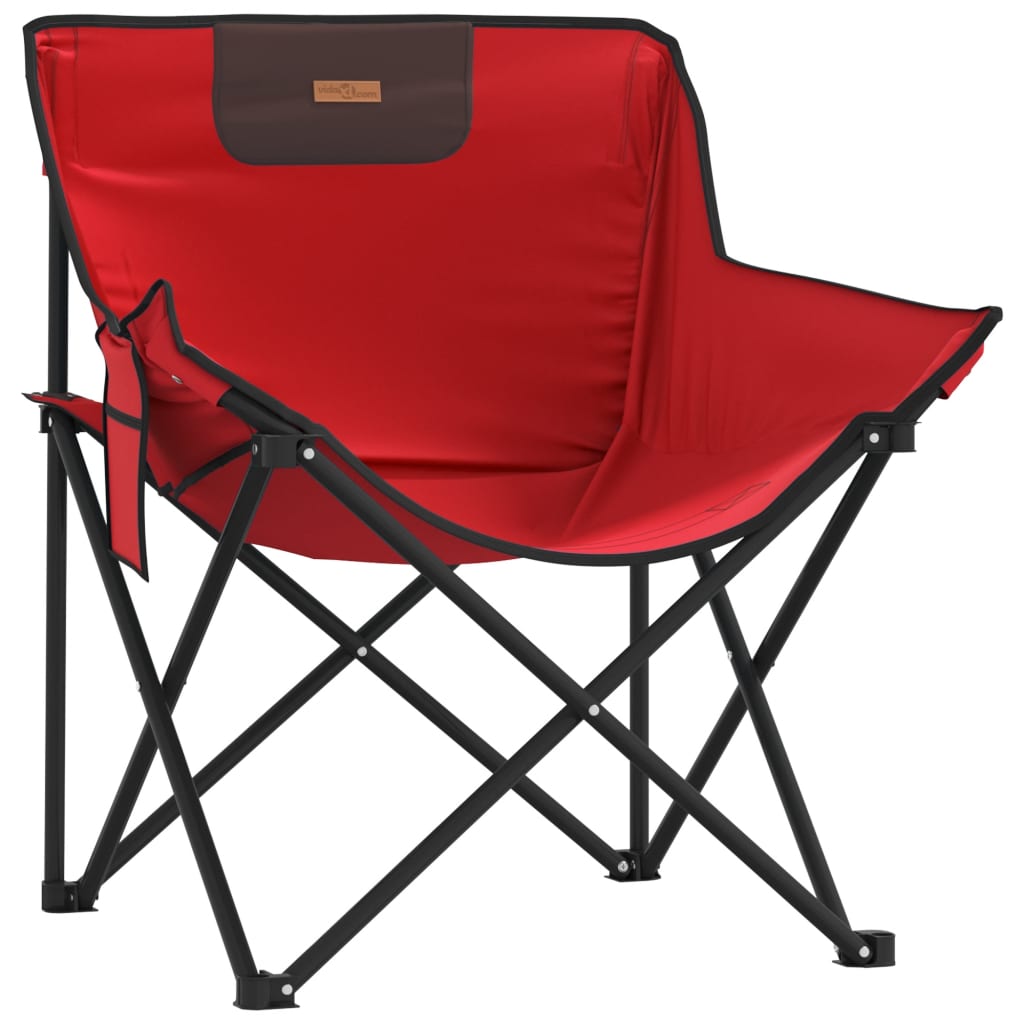 Chaise de camping avec poche pliable lot de 2 rouge