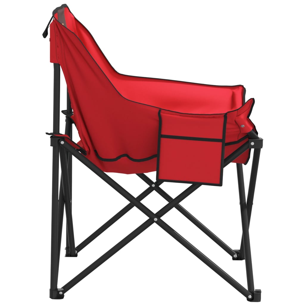 Chaise de camping avec poche pliable lot de 2 rouge