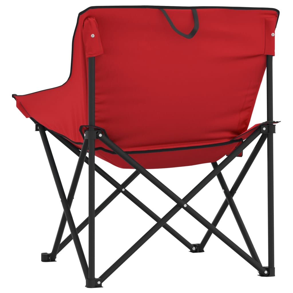 Chaise de camping avec poche pliable lot de 2 rouge