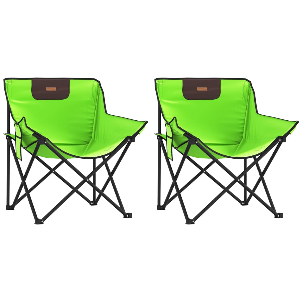 Chaise de camping avec poche pliable lot de 2 vert