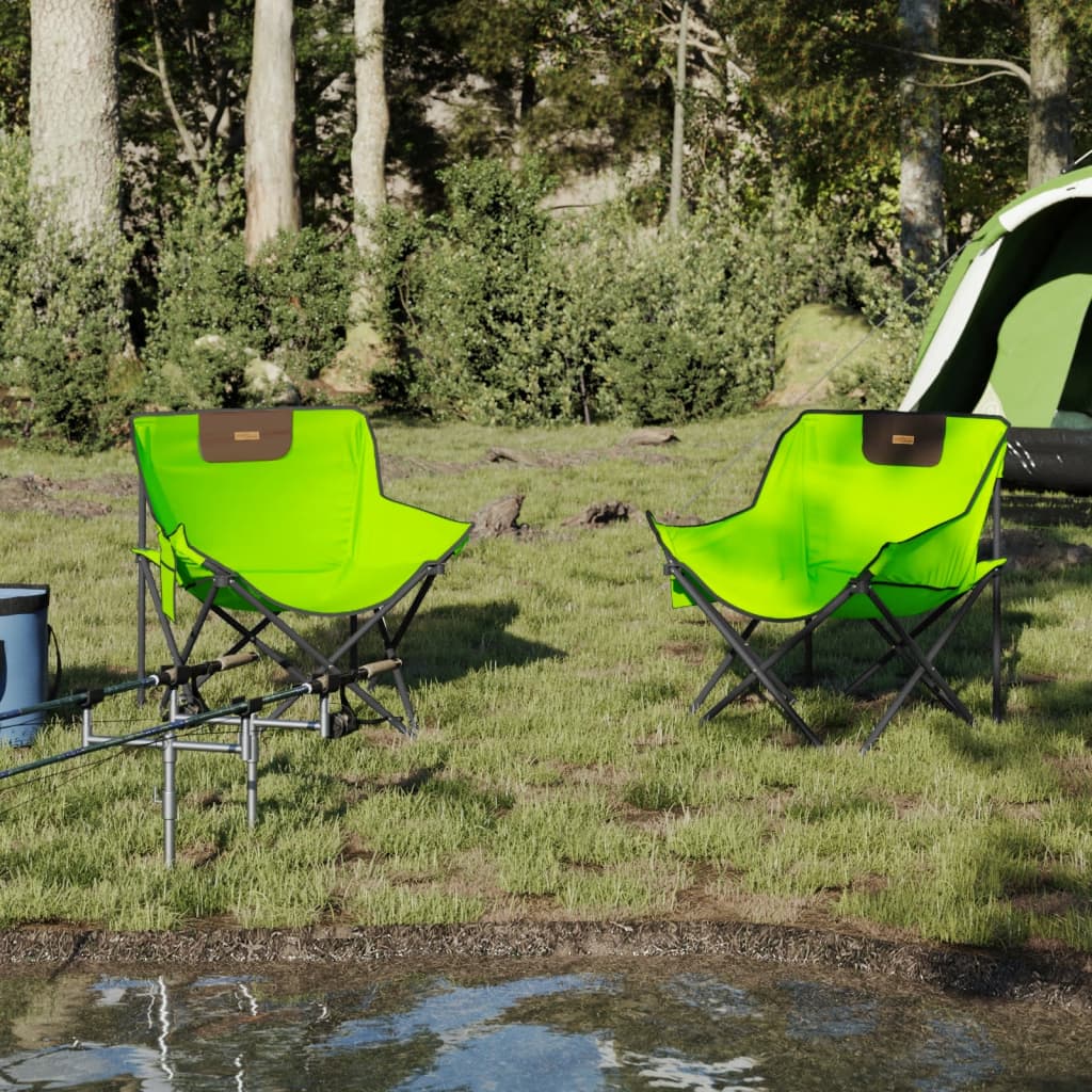 Chaise de camping avec poche pliable lot de 2 vert