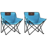 Chaise de camping avec poche pliable lot de 2 bleu vif