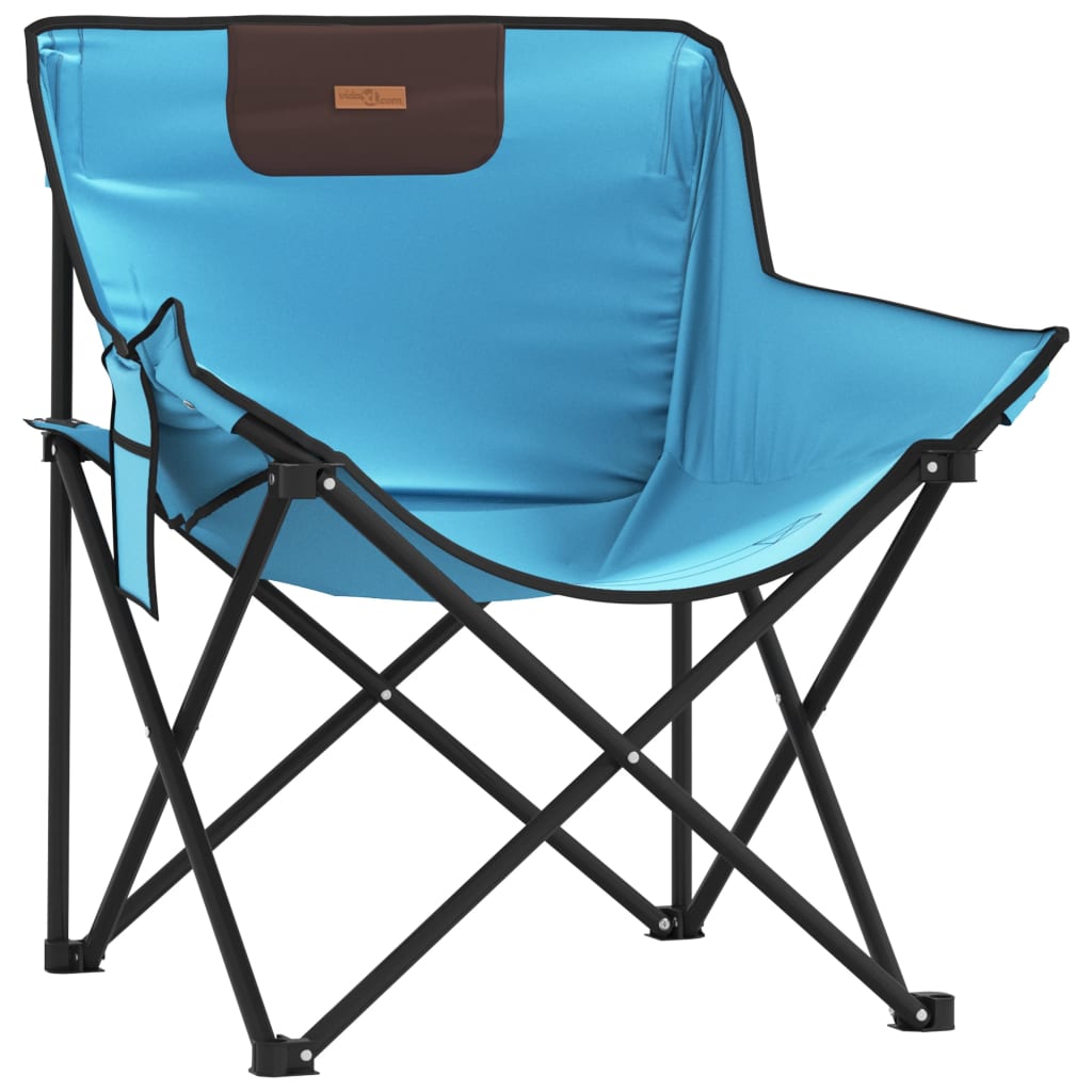 Chaise de camping avec poche pliable lot de 2 bleu vif