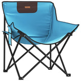 Camping chair with folding pocket set of 2 bright blue