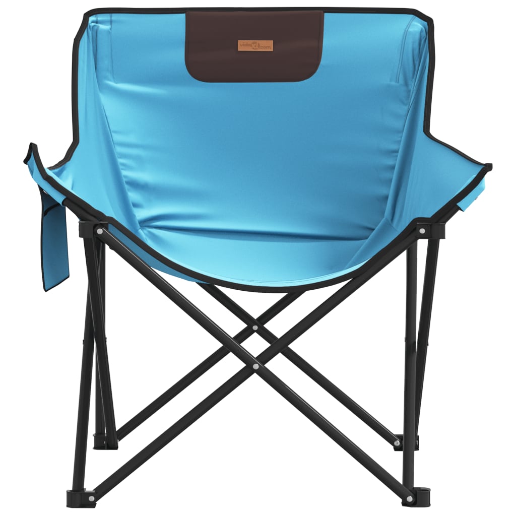 Chaise de camping avec poche pliable lot de 2 bleu vif