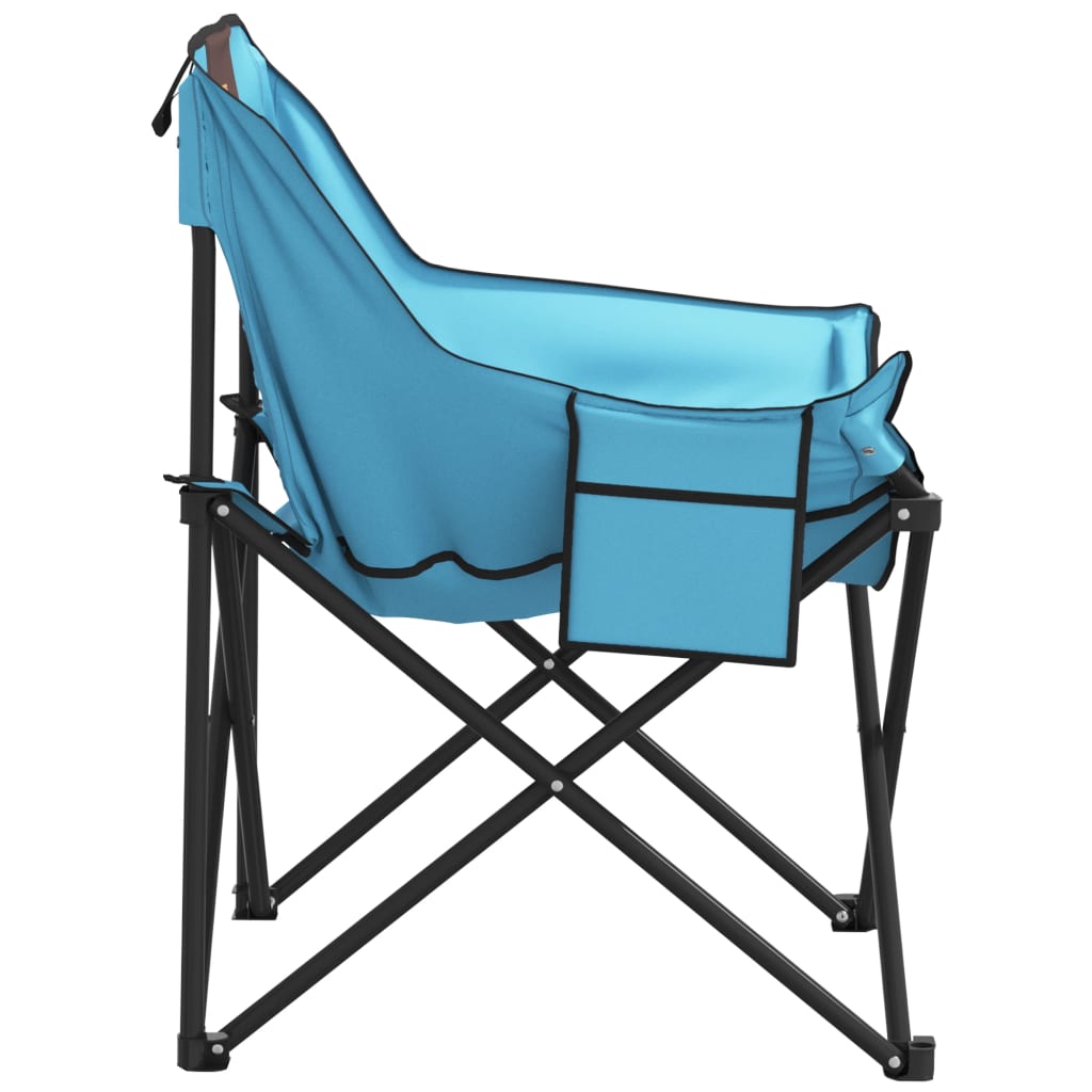 Camping chair with folding pocket set of 2 bright blue