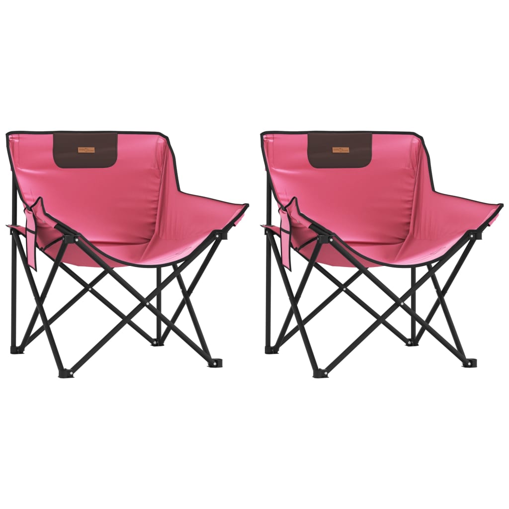 Chaise de camping avec poche pliable lot de 2 rose