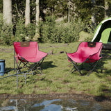 Chaise de camping avec poche pliable lot de 2 rose