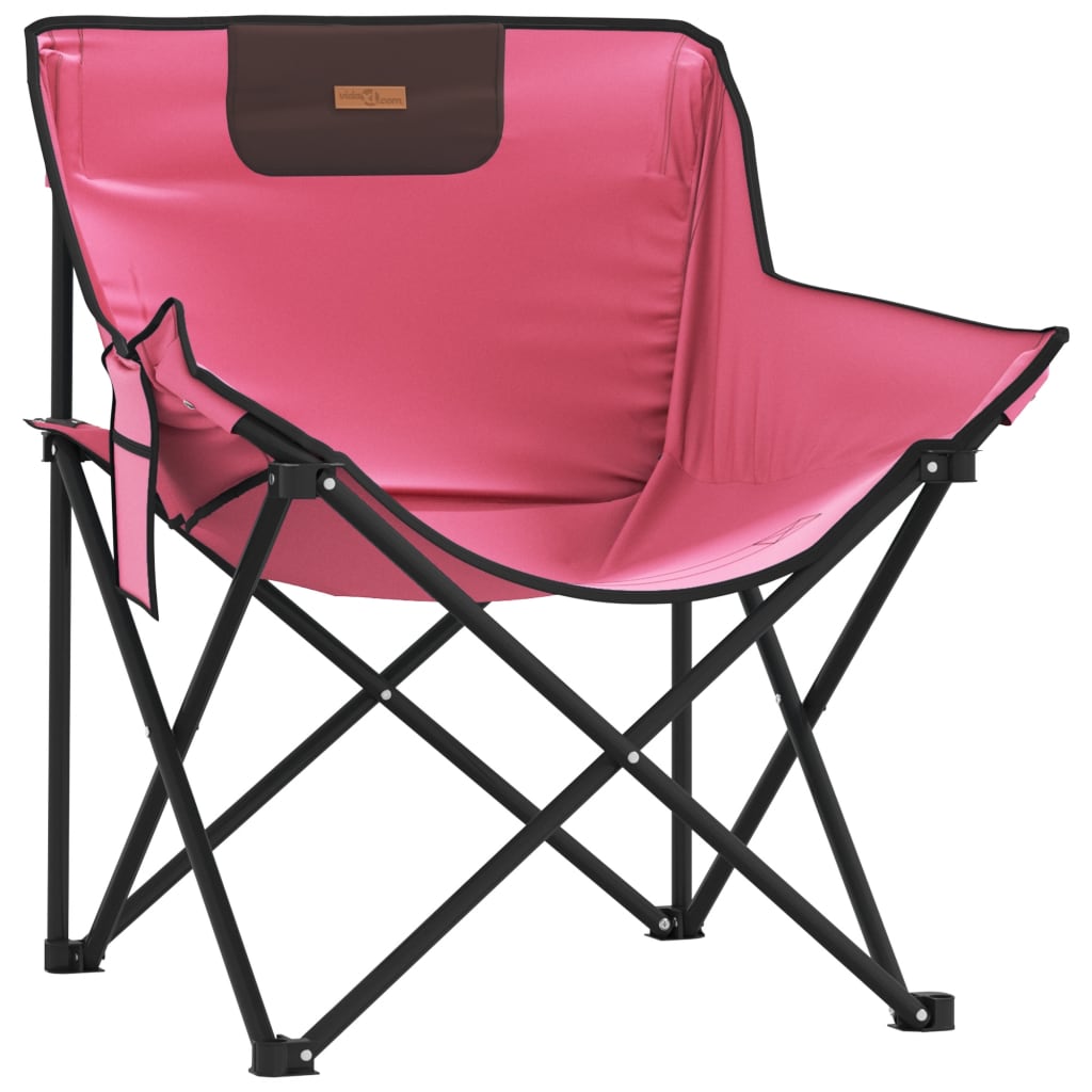 Chaise de camping avec poche pliable lot de 2 rose