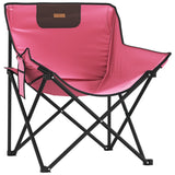 Chaise de camping avec poche pliable lot de 2 rose