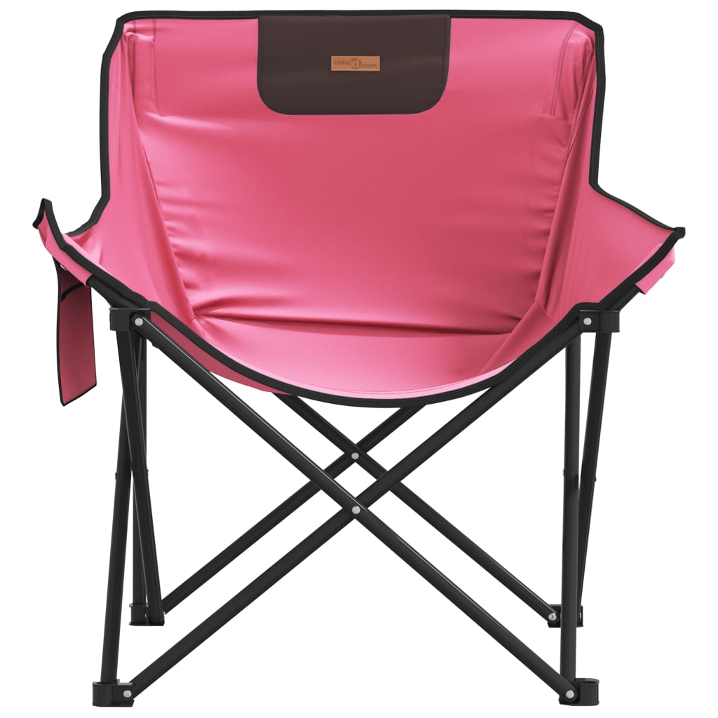 Chaise de camping avec poche pliable lot de 2 rose