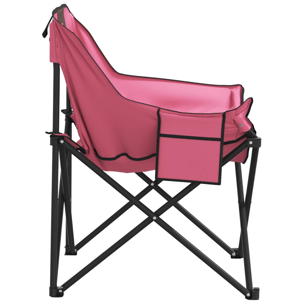 Chaise de camping avec poche pliable lot de 2 rose