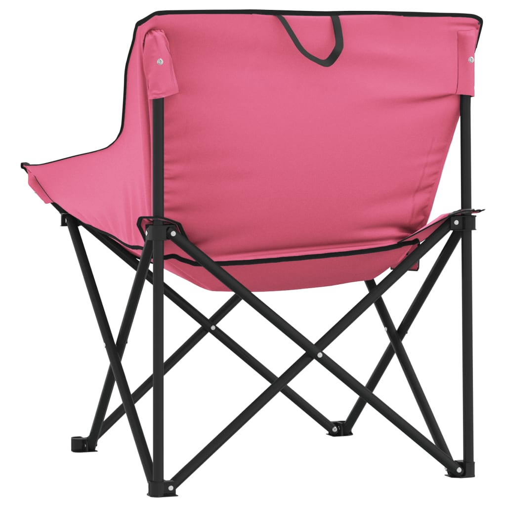 Chaise de camping avec poche pliable lot de 2 rose