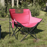 Chaise de camping avec poche pliable lot de 2 rose