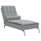 Chaise longue de massage avec traversin gris clair tissu