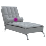 Chaise longue de massage avec traversin gris clair tissu