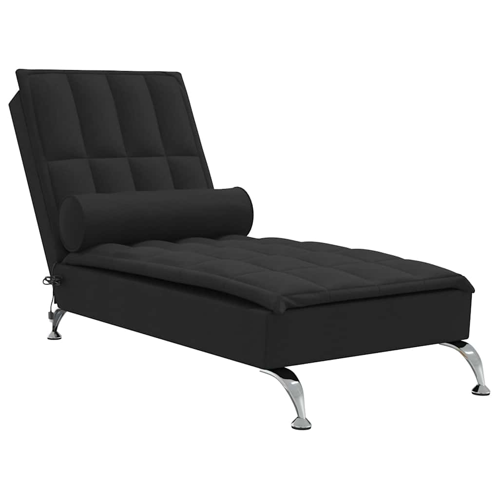 Chaise longue de massage avec traversin noir tissu