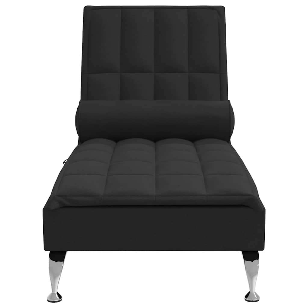 Chaise longue de massage avec traversin noir tissu