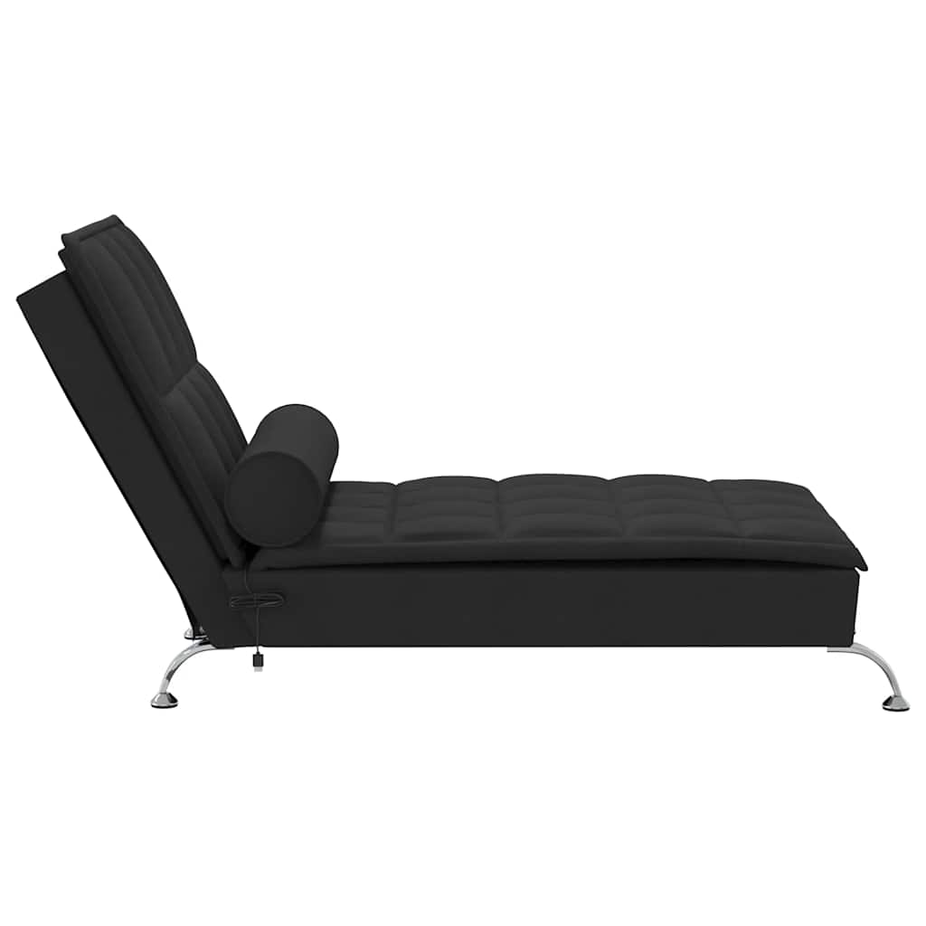 Chaise longue de massage avec traversin noir tissu