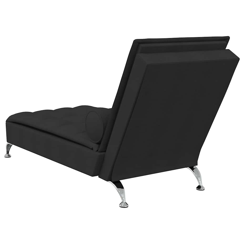 Chaise longue de massage avec traversin noir tissu