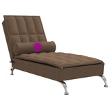 Chaise longue de massage avec traversin marron tissu