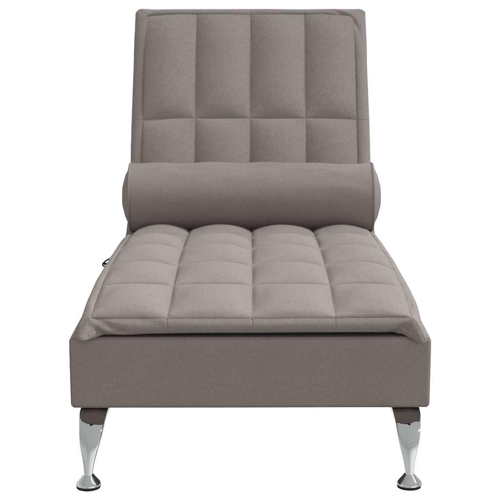 Chaise longue de massage avec traversin taupe tissu