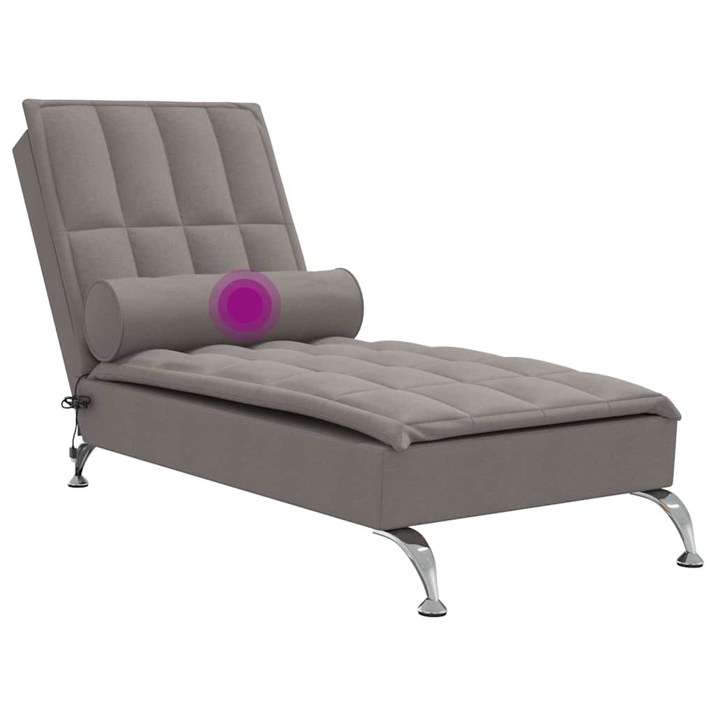 Chaise longue de massage avec traversin taupe tissu