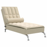 Chaise longue de massage avec traversin crème tissu