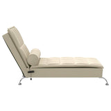 Chaise longue de massage avec traversin crème tissu