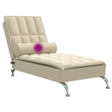 Chaise longue de massage avec traversin crème tissu