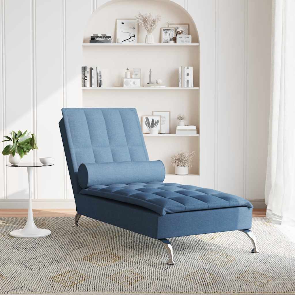 Massage lounge chair with blue fabric bolster