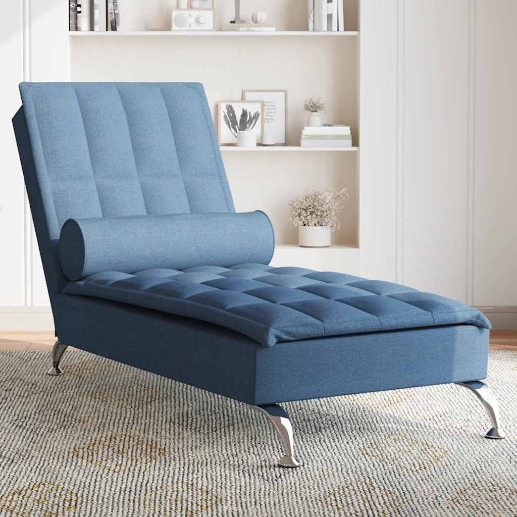 Massage lounge chair with blue fabric bolster