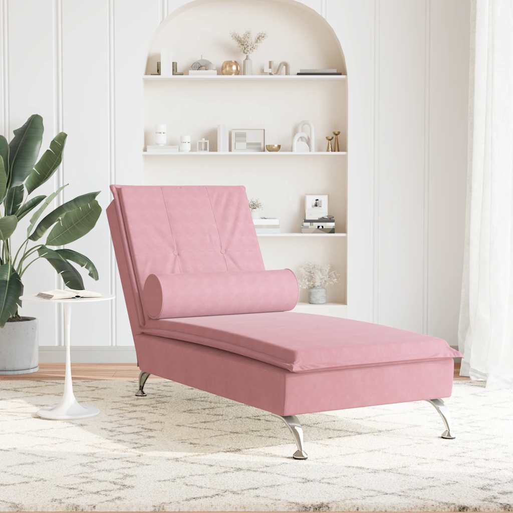 Massage lounge chair with pink velvet bolster