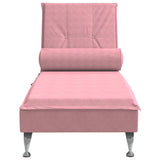 Chaise longue de massage avec traversin rose velours