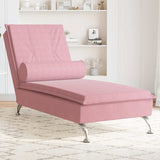 Chaise longue de massage avec traversin rose velours